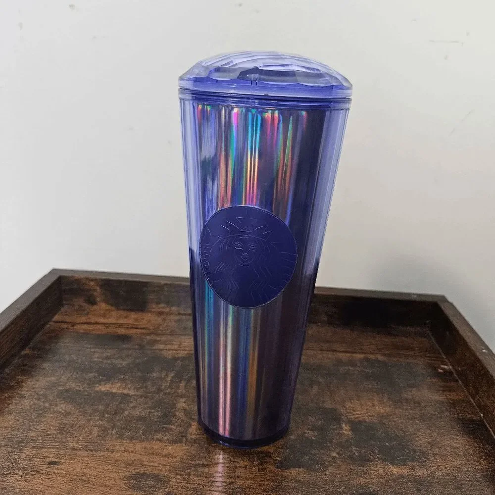 Starbucks Periwinkle Kaleidoscope Cold Cup Domed Venti Ridged Geodesic Lid Purpl